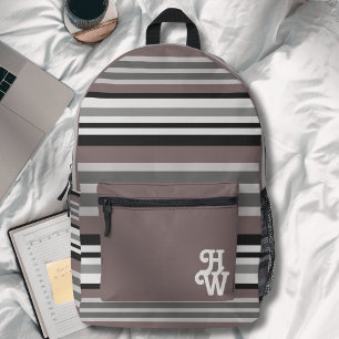 Elegante Erdtöne Braunes Savannah-Streifenmuster Bedruckter Rucksack