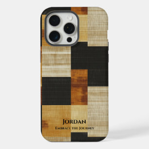 Elegante Erdtöne-Gitter – Harmonie in Schwarz und iPhone 15 Pro Max Hülle