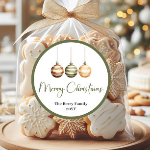 Elegante Erdtöne Weihnachts-Personalisierte Aufkle Runder Aufkleber