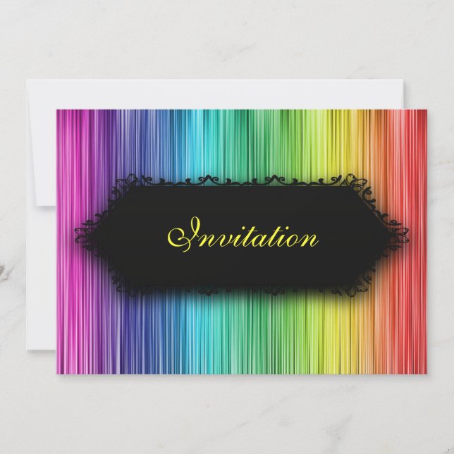 Elegante Ereignis-schwarzer Regenbogen-Vorhang Einladung (Vorderseite)