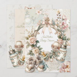 Elegante erste Blüten-Baby-Shower-Einladung mit Fl Einladung