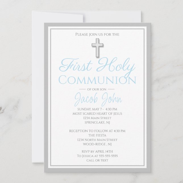 Elegante Erste Heilige Kommunion Einladungen für J (Vorderseite)