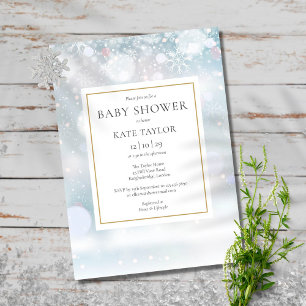 Elegante erste Winter-Schneeflocken Babyparty Einladung