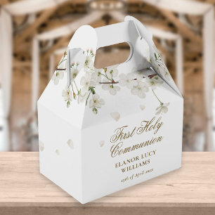 Elegante Erstkommunion Weiße Blüten Floral Geschenkschachtel