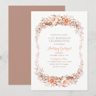 Elegante Erwachsene 21. Geburtstags-Party Floral F Einladung