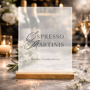 Elegante Espresso Martini Acryl Hochzeitsbar Schil Acrylschild