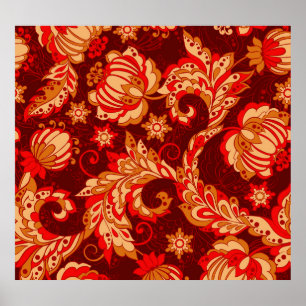 Elegante ethnische Blume Nahtloses Muster Poster