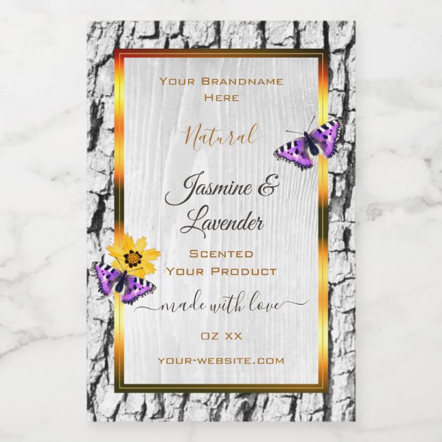 Elegante Etiketten für Weißholz-Körner-Baumrinde (Einzelnes Label)