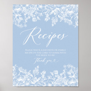 Elegante Etwas Blue Brautparty Rezept Card Poster