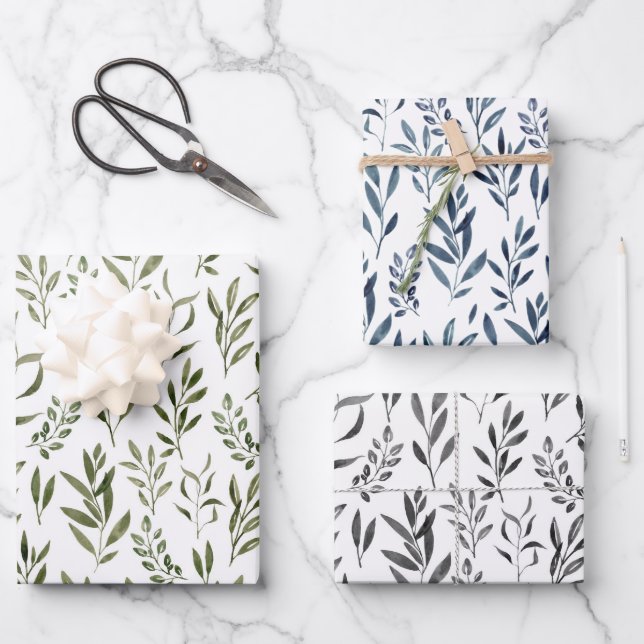 Elegante Eucalyptus-Blätter  Geschenkpapier Set (Vorderseite)