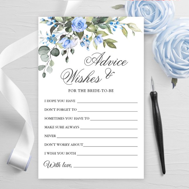 Elegante Eucalyptus Blue Rose Advice & Wish Card (Von Creator hochgeladen)