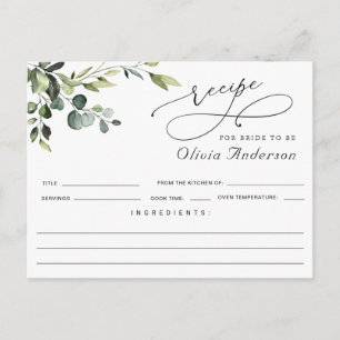 Elegante Eucalyptus Boho Brautparty Rezept Card Postkarte
