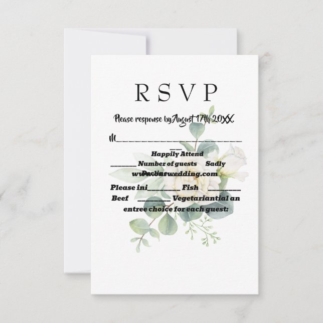 Elegante eucalyptus botanische Foto Response Card RSVP Karte (Vorderseite)