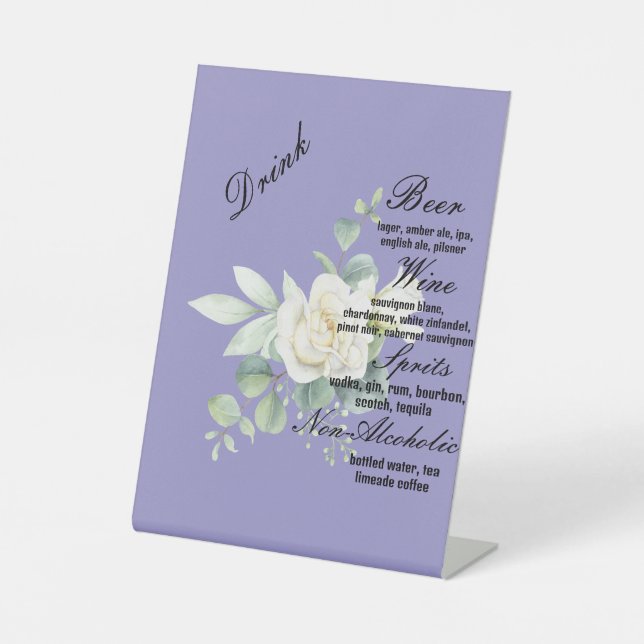 Elegante eucalyptus botanische Sommerhochzeit Sockelschild (Vorderseite)