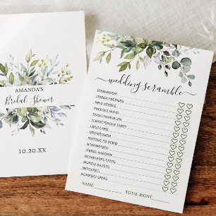 Elegante Eucalyptus Brautparty Game Card Einladung