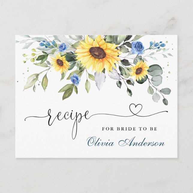 Elegante Eucalyptus Brautparty Rezept Card Postkarte (Vorderseite)