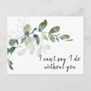 Elegante Eucalyptus Bridesmaid Vorschlagskarte Postkarte