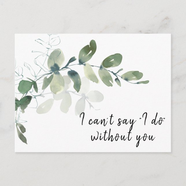 Elegante Eucalyptus Bridesmaid Vorschlagskarte Postkarte (Vorderseite)