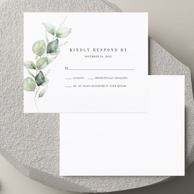 Elegante Eucalyptus Foliage Wedding RSVP Card (Watercolor Eucalyptus Foliage Wedding RSVP Card)