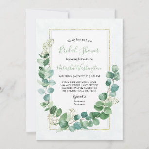 Elegante Eucalyptus Gold Bridal Dusche Einladung