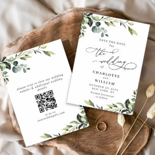 Elegante Eucalyptus Watercolor Floral Wedding Save The Date