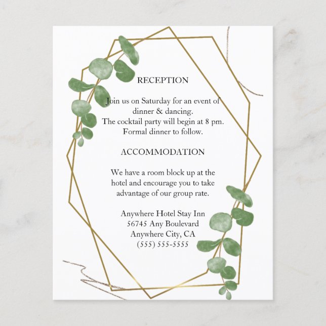 Elegante Eucalyptus Wedding Enclosure Card (Vorderseite)
