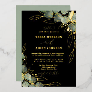 Elegante Eucalyptus Wedding Gold Einladung