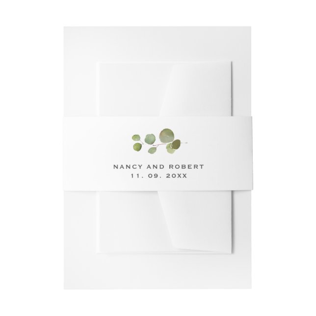 Elegante Eucalyptus Wedding Invitation Bly Band (Vorderseite Beispiel)