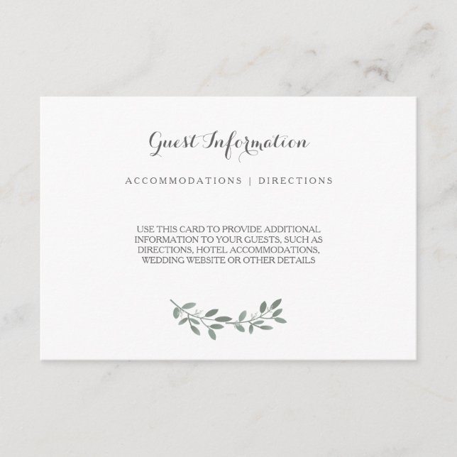 Elegante Eucalyptus Wedding Suite Insert Card (Vorderseite)
