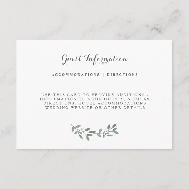 Elegante Eucalyptus Wedding Suite Insert Card (Vorderseite)