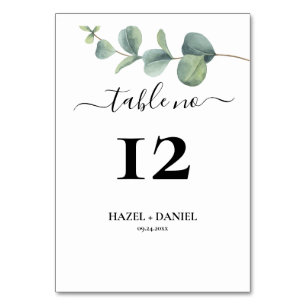 Elegante Eucalyptus Wedding Tischnummer Card
