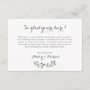 Elegante Eucalyptus Wedding Welcome Hotel Card RSVP Karte