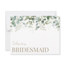Elegante Eucalyptus White Bridesmaid Vorschlagskar