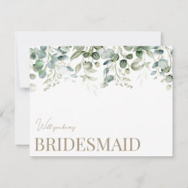 Elegante Eucalyptus White Bridesmaid Vorschlagskar Save The Date