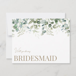 Elegante Eucalyptus White Bridesmaid Vorschlagskar Save The Date