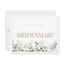 Elegante Eucalyptus White Bridesmaid Vorschlagskar