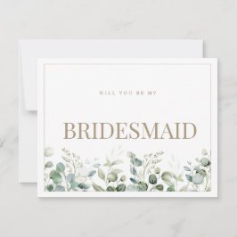 Elegante Eucalyptus White Bridesmaid Vorschlagskar Save The Date