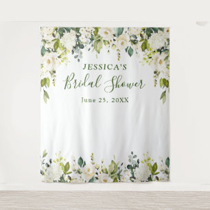 Elegante Eucalyptus White Roses Brautparty Tapes Wandteppich