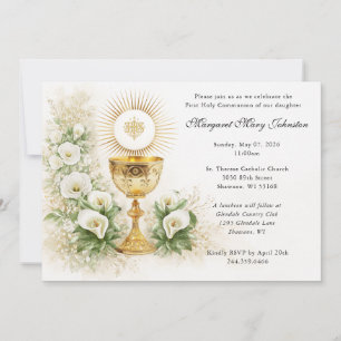 Elegante Eucharistie Erstkommunion Blumenarrangeme Einladung