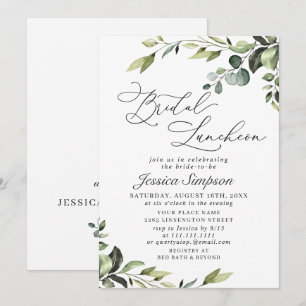 Elegante Eukalyptus-Aquarell-Braut-Luncheon Einladung