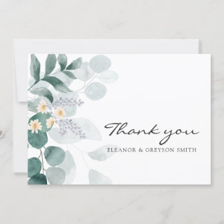 Elegante Eukalyptus Aquarell Dankeschön Karte