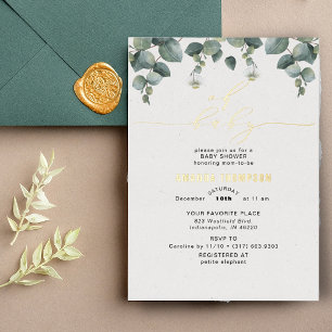 Elegante Eukalyptus-Baby-Party Folieneinladung