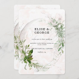 Elegante Eukalyptus-Blätter Blush Pink Wedding Einladung
