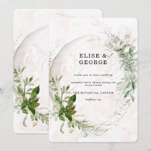 Elegante Eukalyptus-Blätter Blush Pink Wedding Einladung