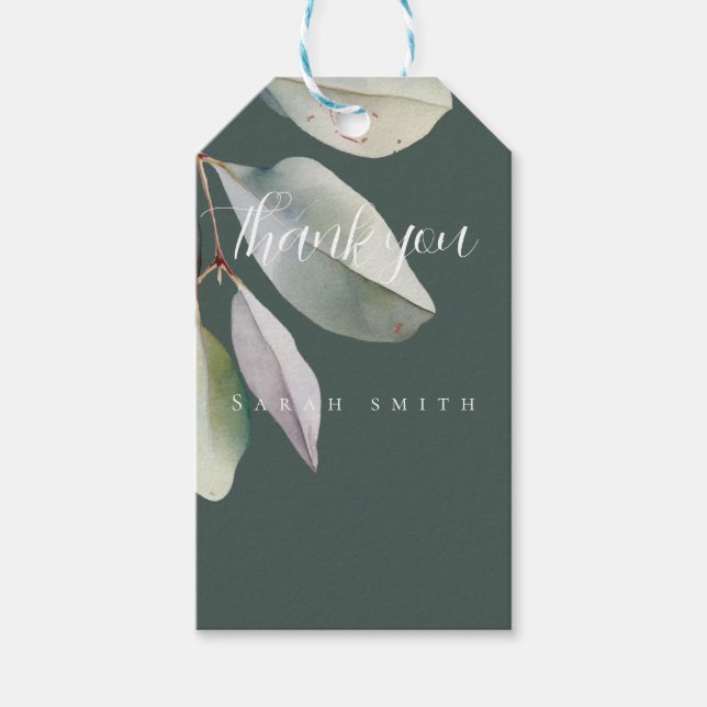 Elegante Eukalyptus-Blätter Geschenkanhänger (Vorderseite)