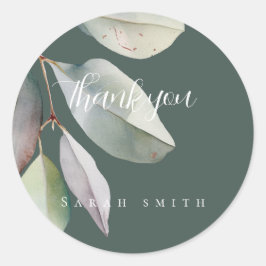 Elegante Eukalyptus-Blätter Runder Aufkleber