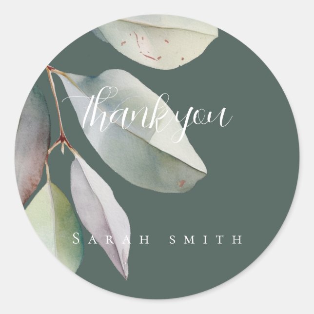 Elegante Eukalyptus-Blätter Runder Aufkleber (Vorderseite)