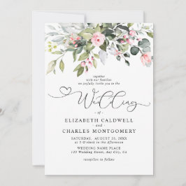 Elegante Eukalyptus-Blumen-Grünzeug-Schriftzug-Hoc Einladung