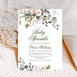 Elegante Eukalyptus Blush Rose Baby Sprinkle Einladung