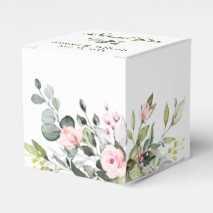 Elegante Eukalyptus Blush Rose Blumenhochzeit Geschenkschachtel